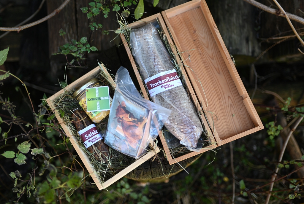 Regionale Produkte aus dem Park, ausgestellt an der Guarda