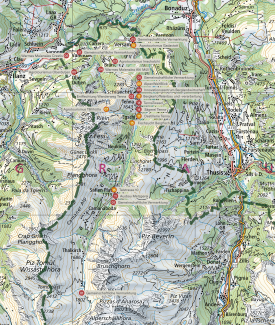 Das Bild zeigt eine Übersicht über die Teilprojekte PRE Safiental
