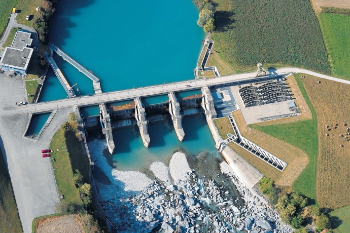 Fluss-Wehr Luftaufnahme (c) Axpo Fluss-Wehr Luftaufnahme (c) Axpo