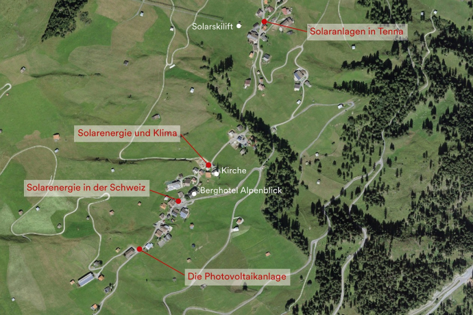 Standorte Themenposten Digitales Solarquiz Tenna (© Naturpark Beverin)